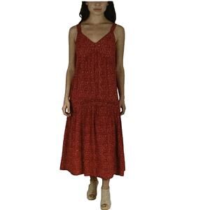 JOIE WOMEN'S SMALL TIERED SLEEVELESS MAXI DRESS TEA ROSE 100% COTTON ORANGE NWT